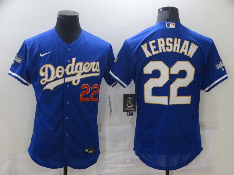 Men Los Angeles Dodgers #22 Kershaw Blue Elite 2021 Nike MLB Jersey1->los angeles dodgers->MLB Jersey